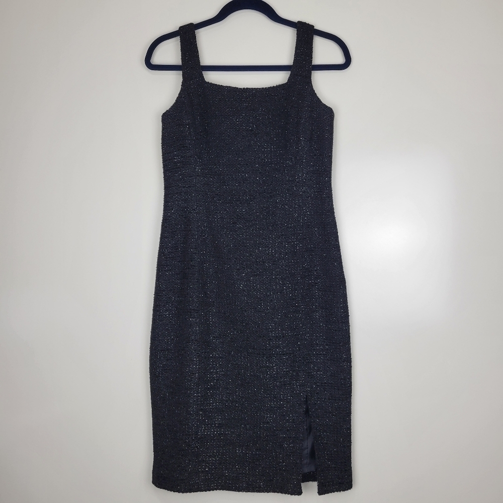 Talbots Collection Black Tweed Wool Blend Metallic Accents Dress Size 4